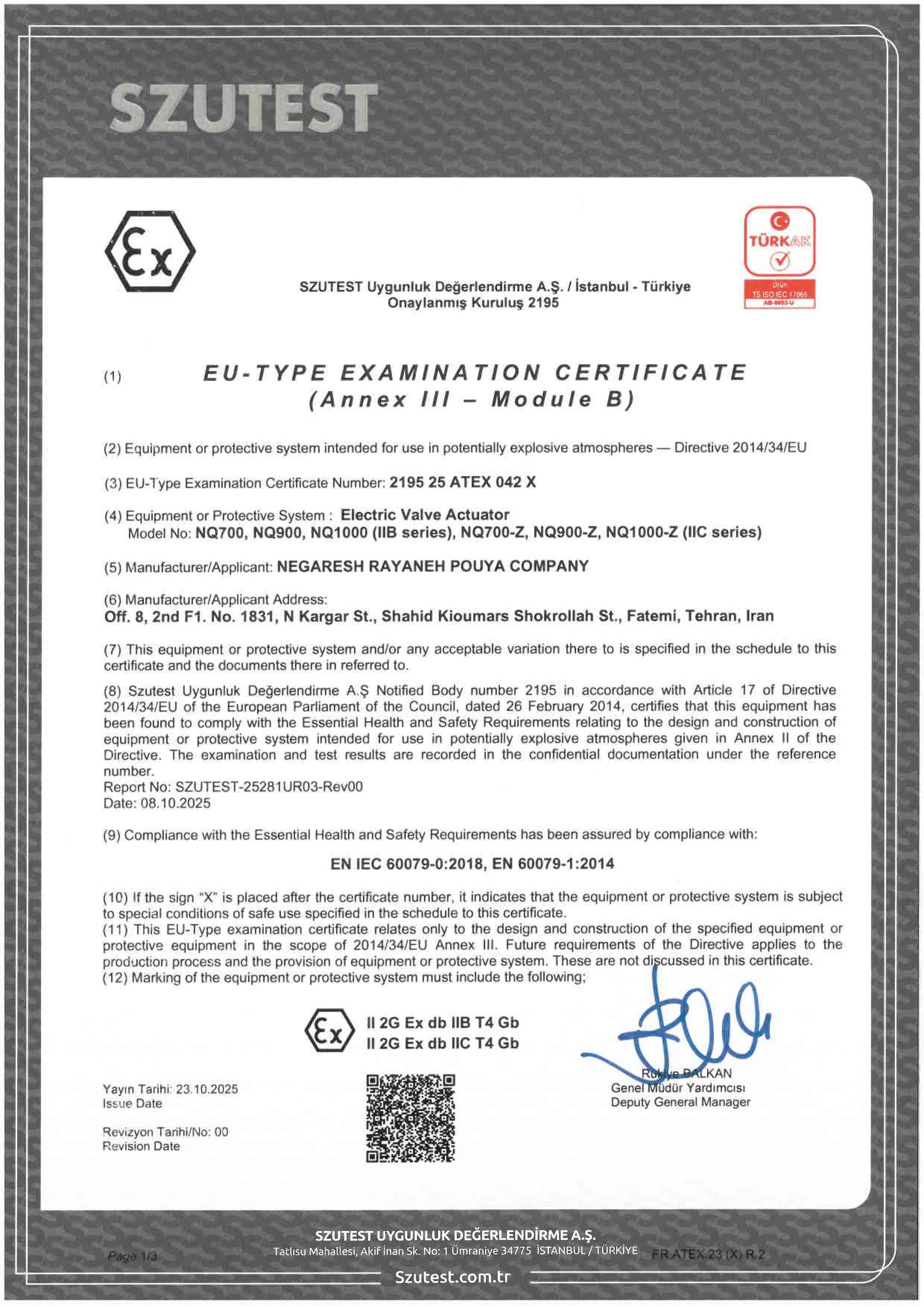 ATEX از SZUTEST - صفحه 1