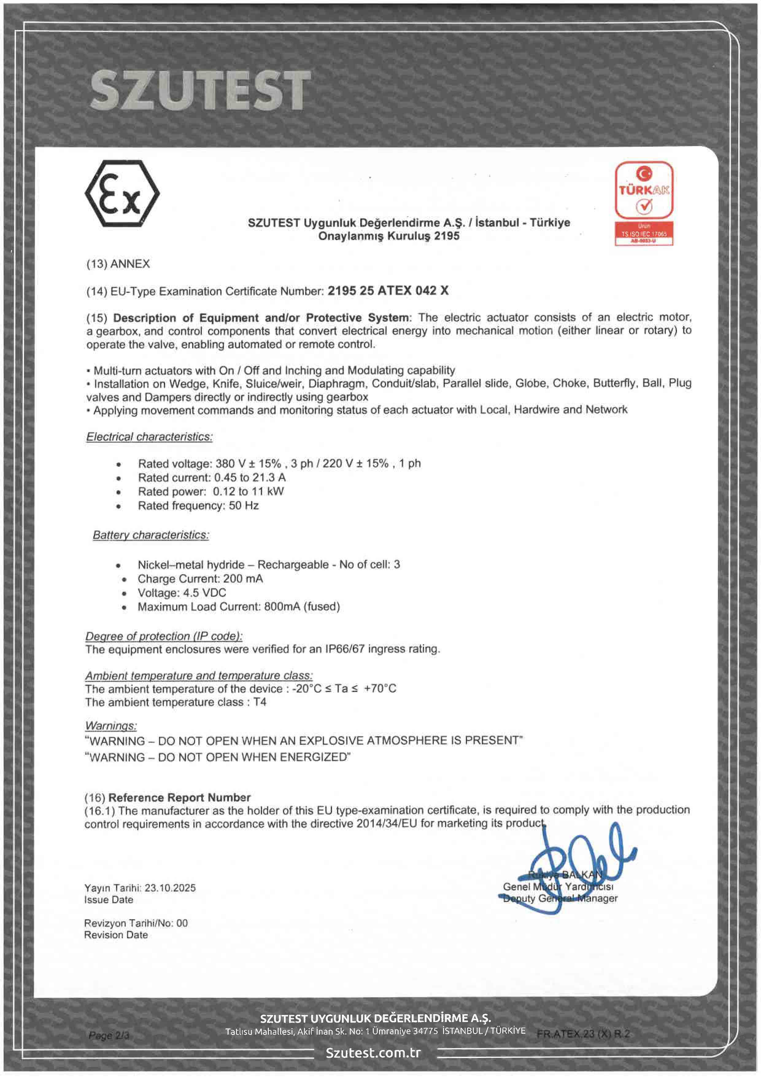 ATEX از SZUTEST - صفحه 2